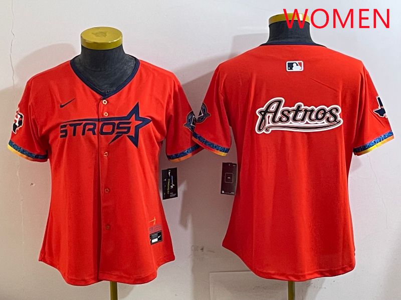 Women Houston Astros Blank Orange Fourth generation Joint Name 2025 Nike MLB Jersey style 10->women mlb jersey->Women Jersey